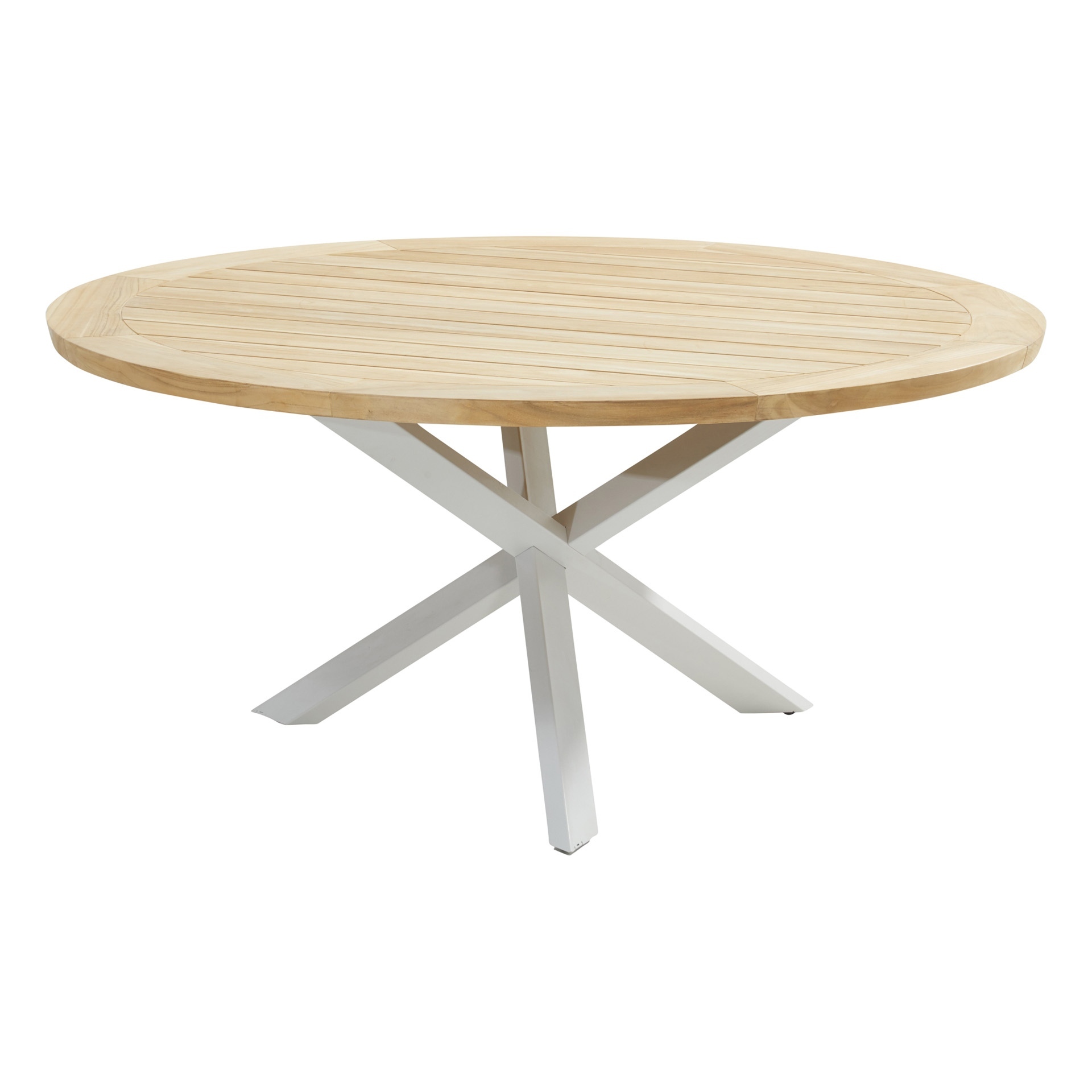 Prado set of legs for round top frost grey + Prado dining table R160cm natural teak top 