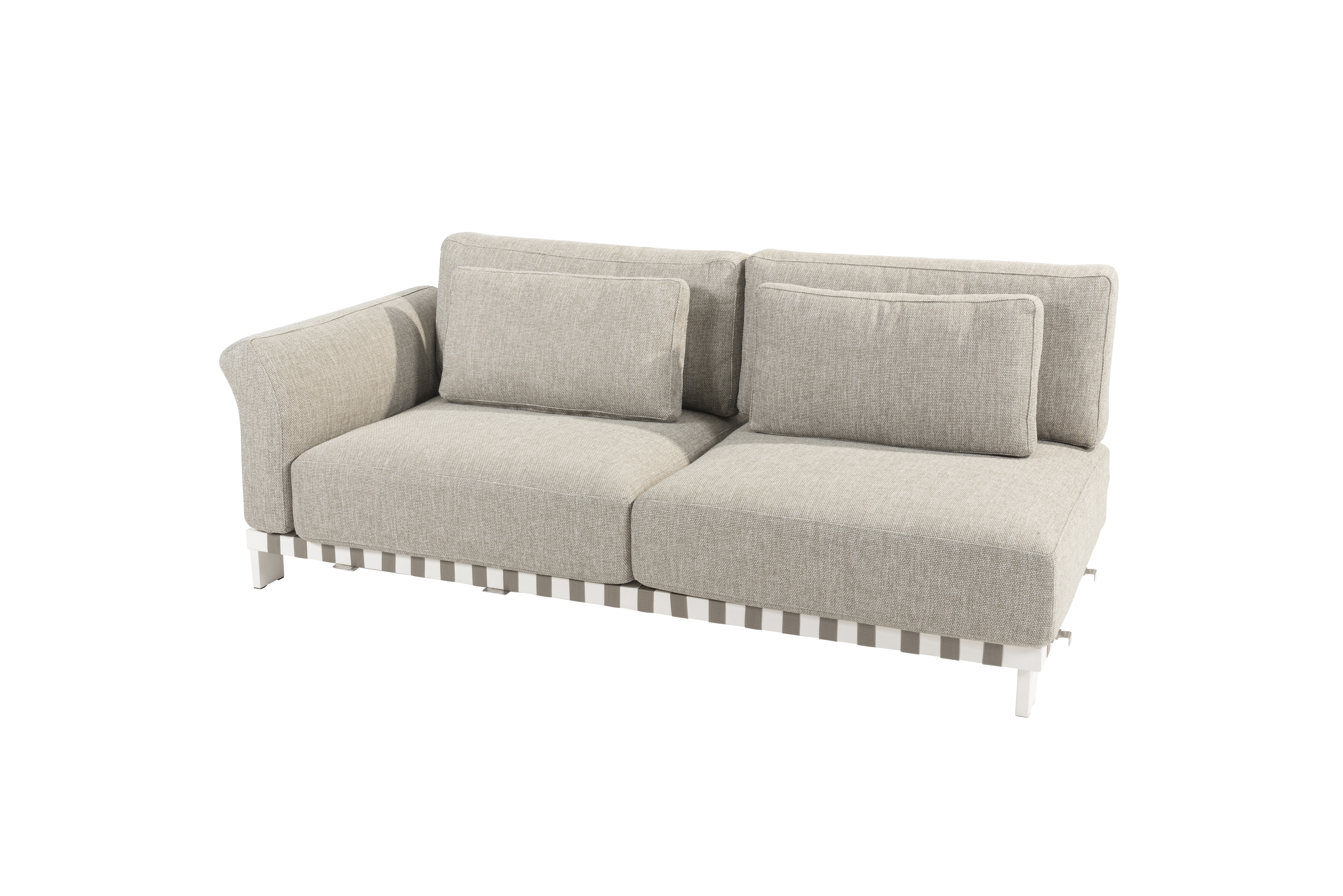 Paloma modular 2 seater bench right arm white with 7 cushions 