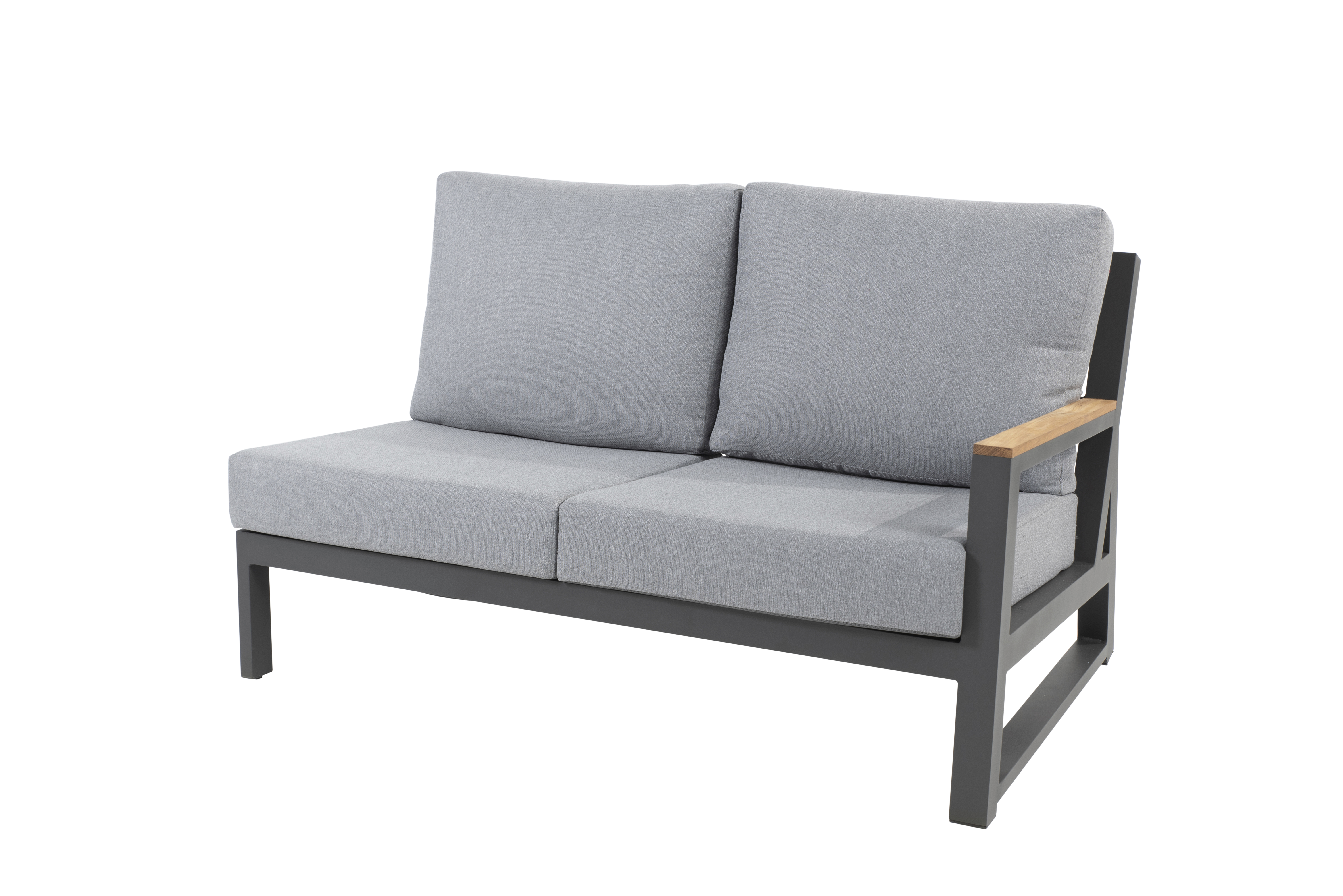 Gigi 2 seater bench L+R antracite with 3 cushions 