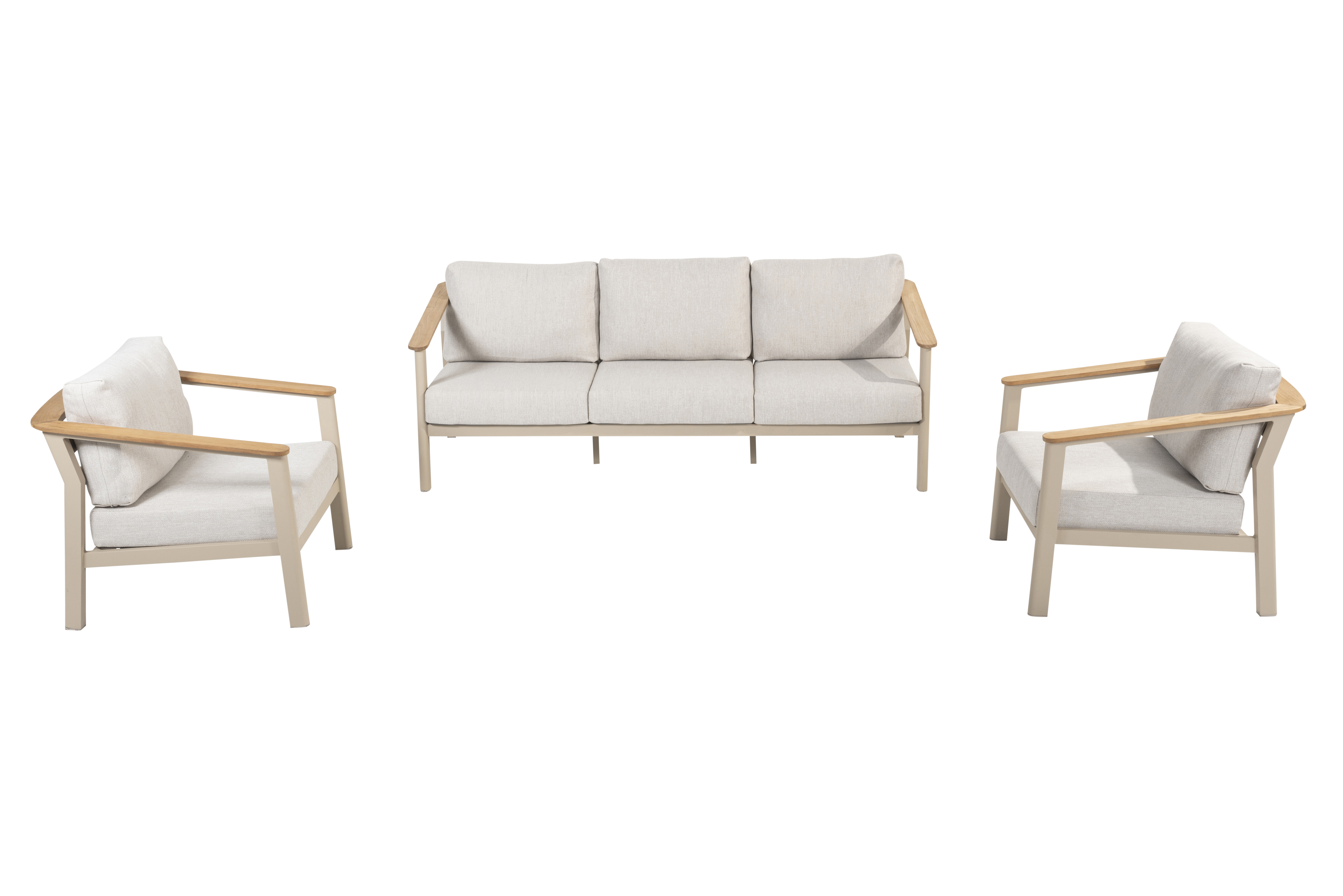 Olivia living set latte 3 seater bench + 2x living chair 