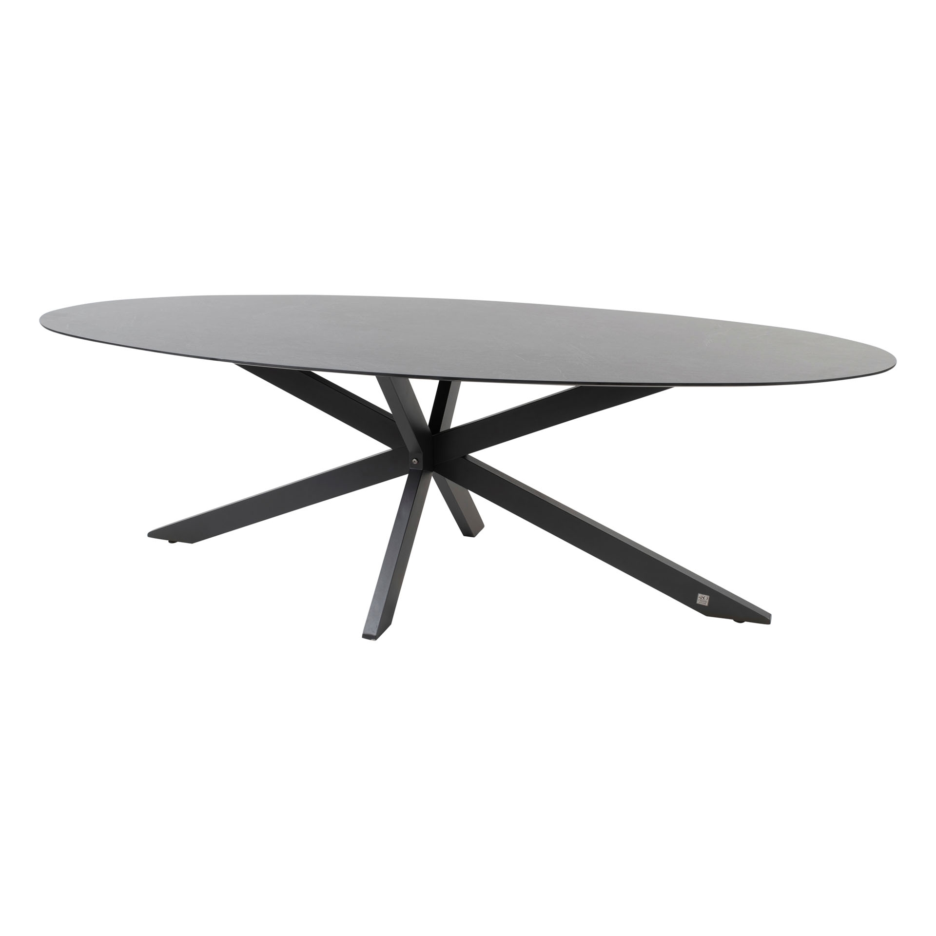 Privada table frame antracite ellipse + Privada table top ellipse HPLslate anthracite240x107 cm