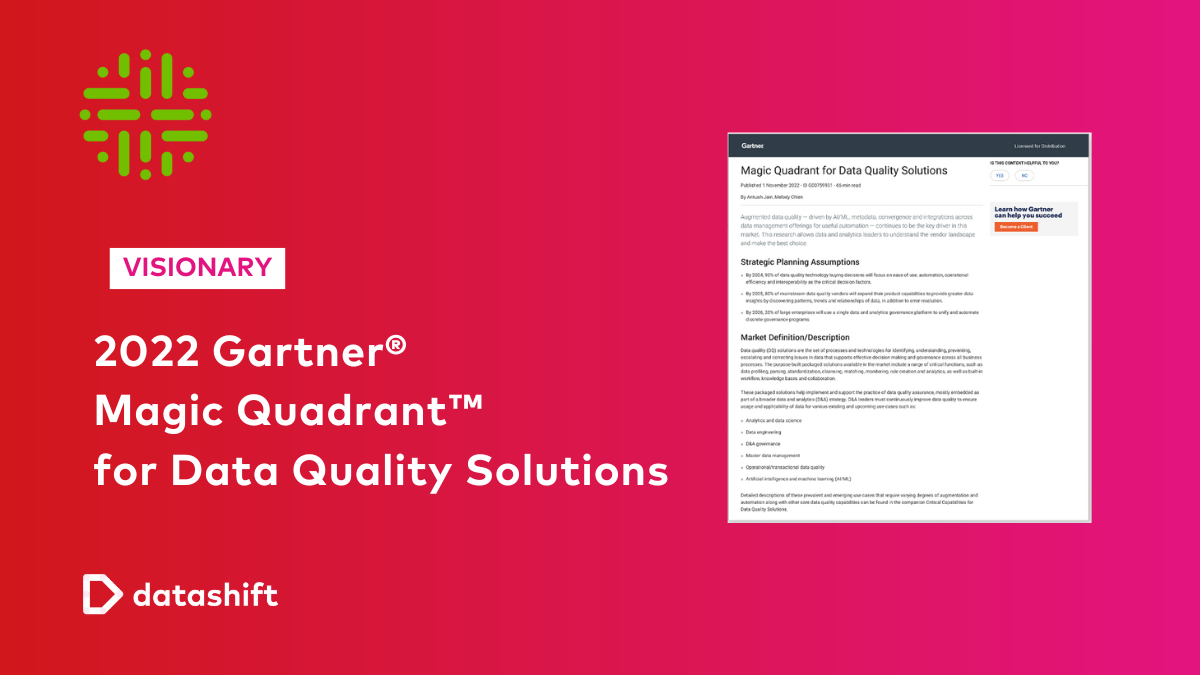 Collibra was named visionary in Gartner's 2022 magic quadrant in the category Data Quality Solutions?