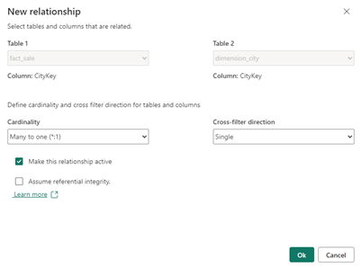 Create relations in the semantic model