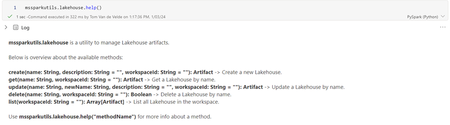 Lakehouse Utilities in MSSparkUtils