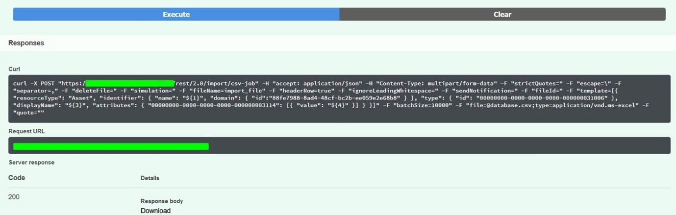 collibra import api csv result after execution