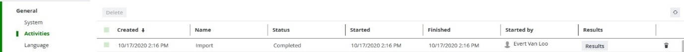 collibra settings activities csv import completed