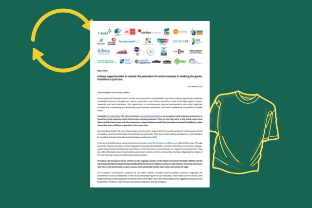 Major social and environmental organisations call for the Waste Framework Directive to ensure a central role for the social economy